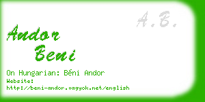 andor beni business card